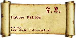 Hutter Miklós névjegykártya
